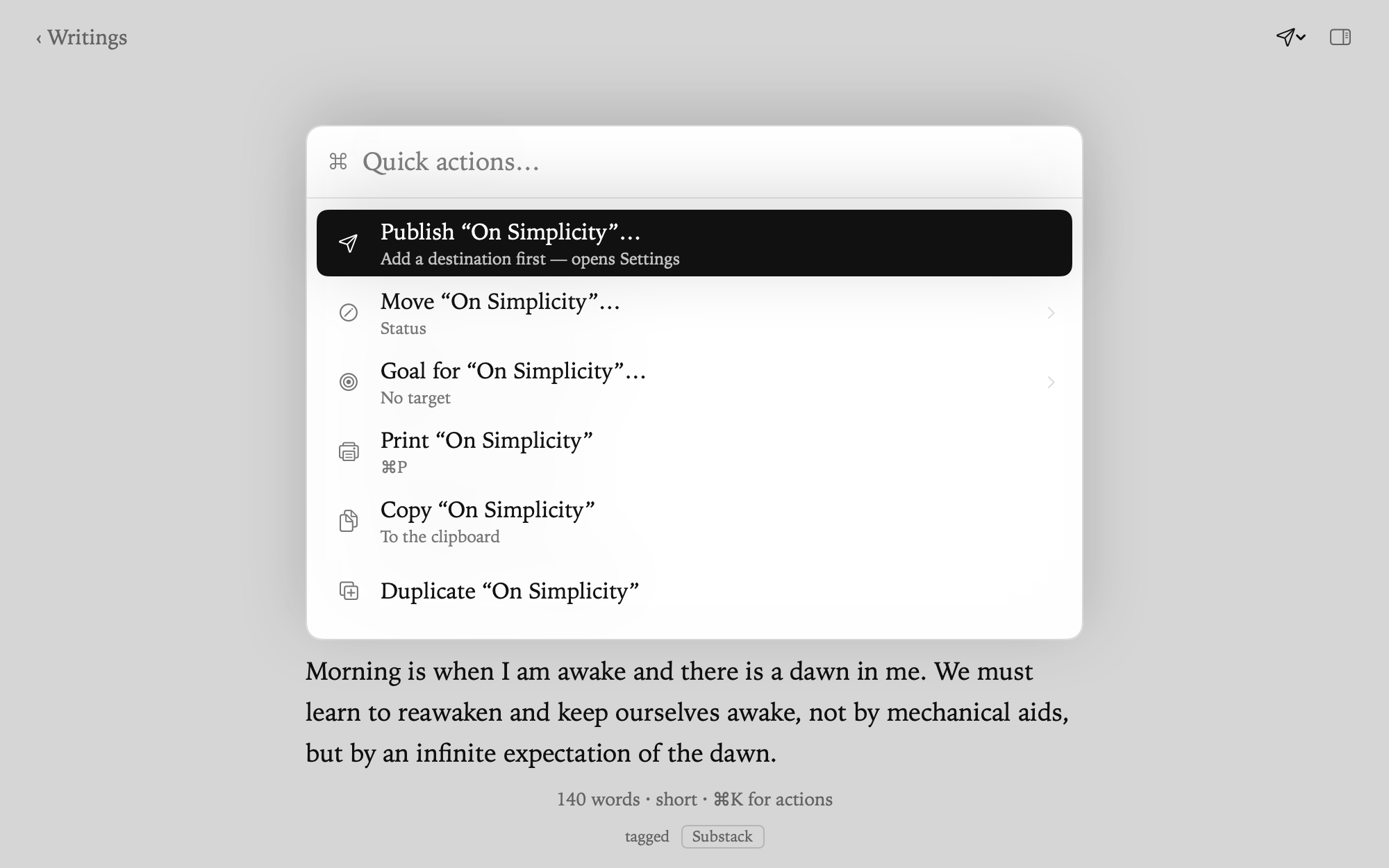 Action bar in Dispatch.