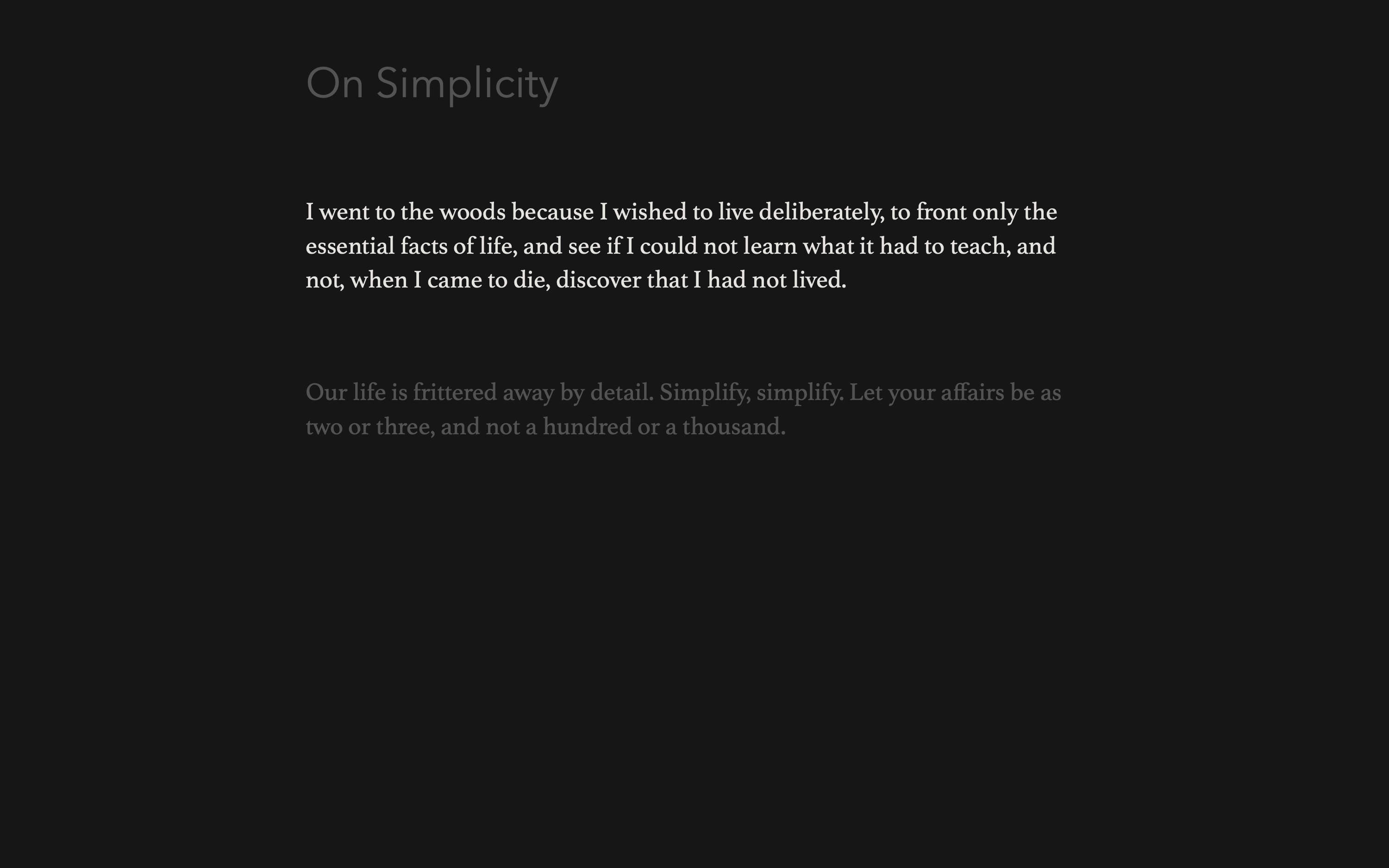 The editor with one paragraph at full strength and the paragraphs above and below it faded.